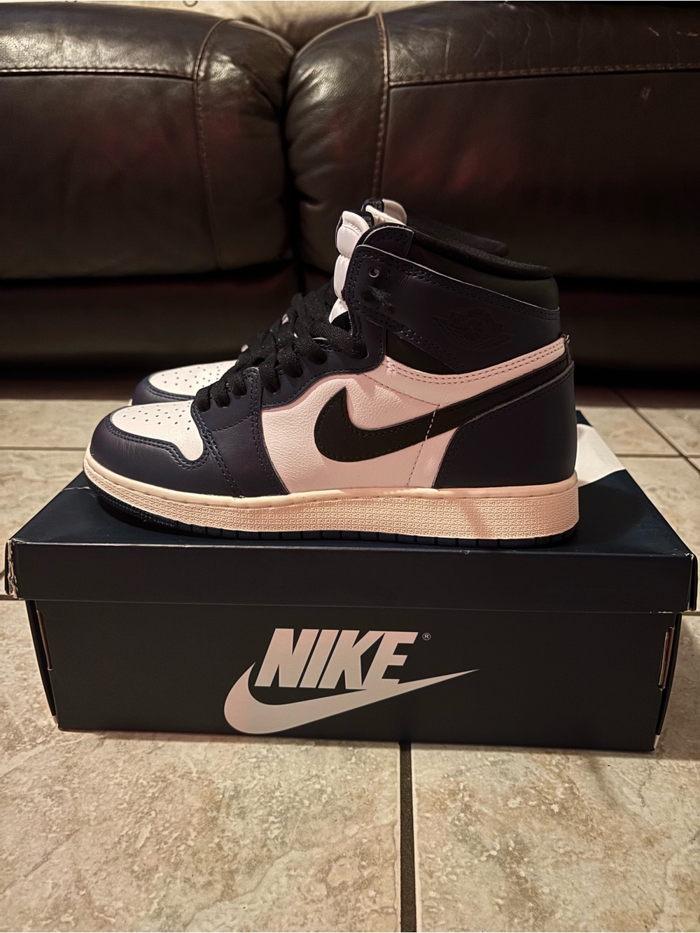 Nike Navy Blue and White High-Top Sneakers